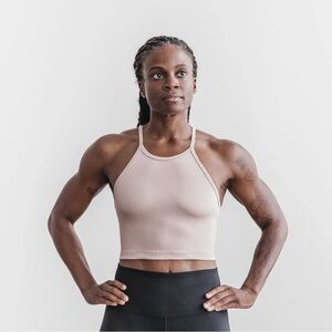 Women’s Nobull Ribbed Halter Crop Tank in Dusty Rose (Light Pink)